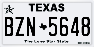 TX license plate BZN5648