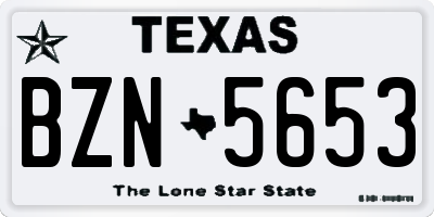 TX license plate BZN5653