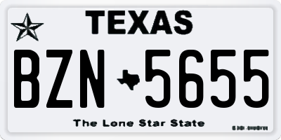 TX license plate BZN5655