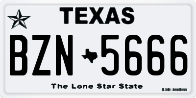 TX license plate BZN5666