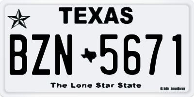 TX license plate BZN5671