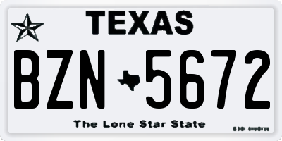 TX license plate BZN5672