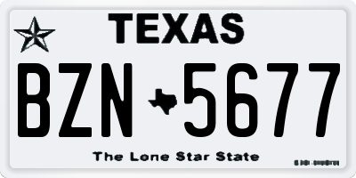 TX license plate BZN5677