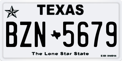 TX license plate BZN5679