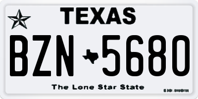 TX license plate BZN5680