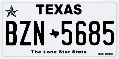 TX license plate BZN5685
