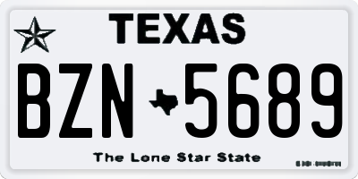 TX license plate BZN5689