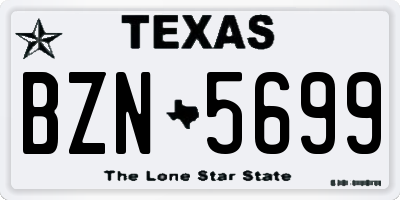 TX license plate BZN5699