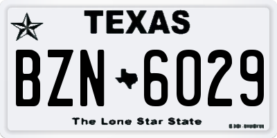 TX license plate BZN6029