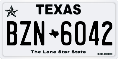 TX license plate BZN6042