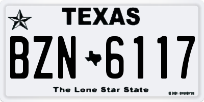 TX license plate BZN6117