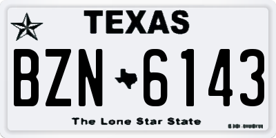 TX license plate BZN6143