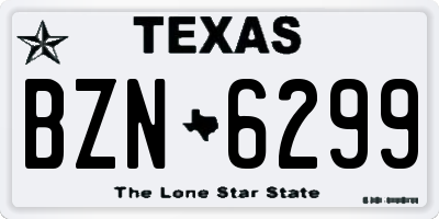 TX license plate BZN6299