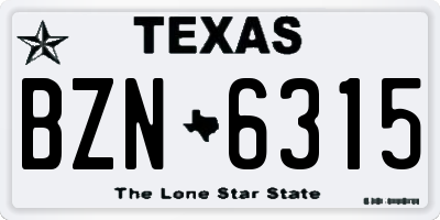 TX license plate BZN6315