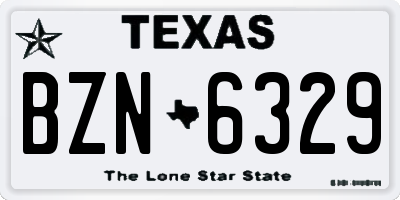 TX license plate BZN6329