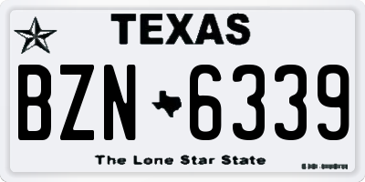 TX license plate BZN6339