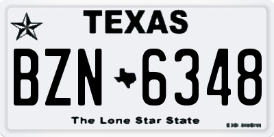 TX license plate BZN6348