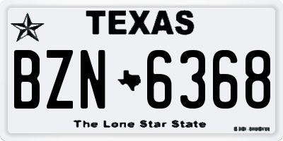 TX license plate BZN6368