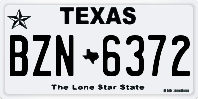 TX license plate BZN6372