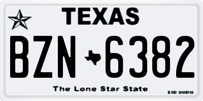 TX license plate BZN6382