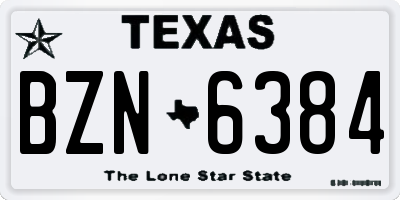 TX license plate BZN6384
