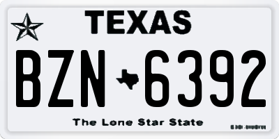 TX license plate BZN6392