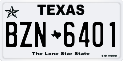 TX license plate BZN6401