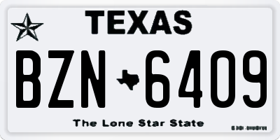 TX license plate BZN6409