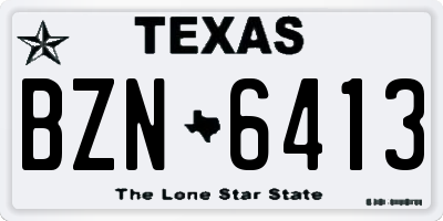 TX license plate BZN6413