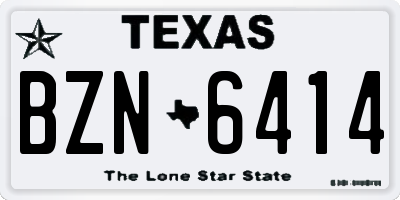 TX license plate BZN6414
