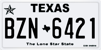 TX license plate BZN6421
