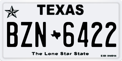 TX license plate BZN6422