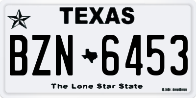 TX license plate BZN6453
