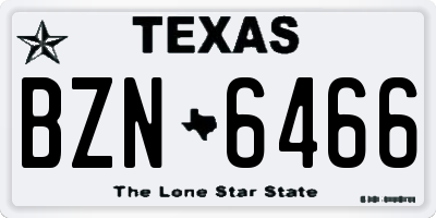 TX license plate BZN6466