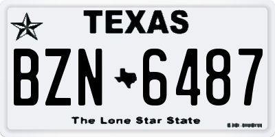 TX license plate BZN6487