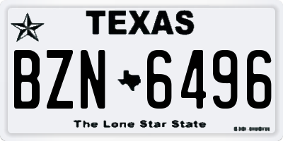 TX license plate BZN6496