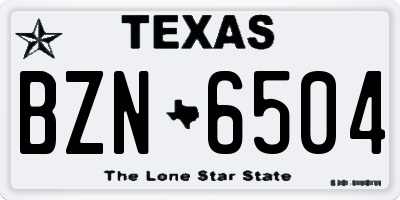 TX license plate BZN6504