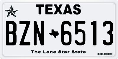 TX license plate BZN6513