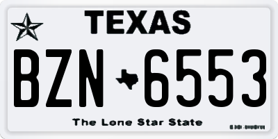 TX license plate BZN6553