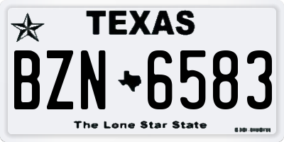 TX license plate BZN6583