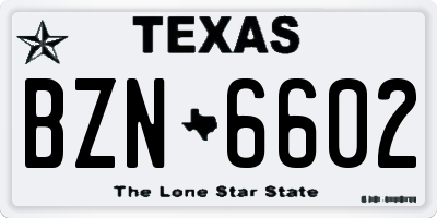 TX license plate BZN6602