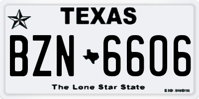 TX license plate BZN6606