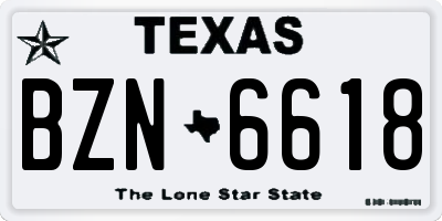 TX license plate BZN6618