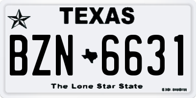 TX license plate BZN6631