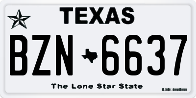 TX license plate BZN6637