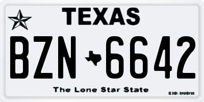 TX license plate BZN6642