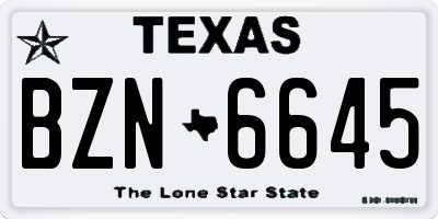 TX license plate BZN6645