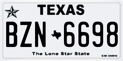 TX license plate BZN6698