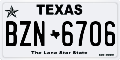 TX license plate BZN6706