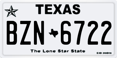 TX license plate BZN6722